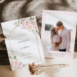 Cartão de Compromisso de Casamento com Arco Floral