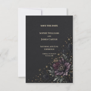 Cartão de Compromisso de Casamento com Cardo Roxo
