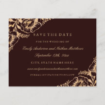 Cartão de Compromisso de Casamento Floral Dourado