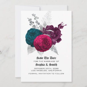 Cartão de Compromisso de Casamento Floral Gótico