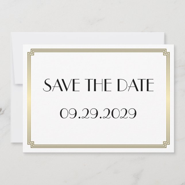 Cartão de Compromisso de Casamento Gatsby Art Deco (Frente)