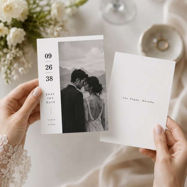 Cartão de Compromisso de Data de Casamento com Fot (Criador carregado)