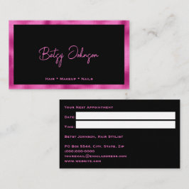 Cartão de Compromisso de Folha Preta e Rosa Quente