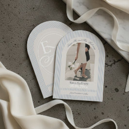 Cartão de Compromisso de Foto com Listra Azul de D