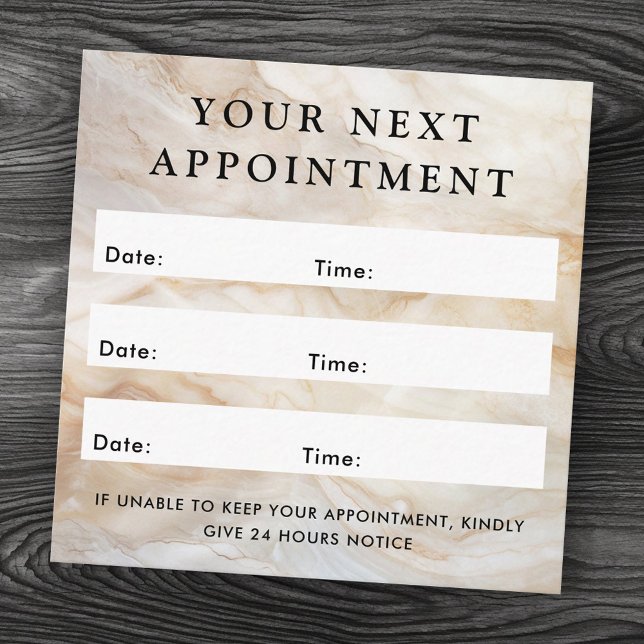 Cartão de compromisso de logotipo personalizado de (Elegant marble custom logo square appointment card)