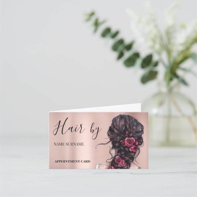 Cartão de Compromisso Dobrado de Salão de Cabelo (Frente)