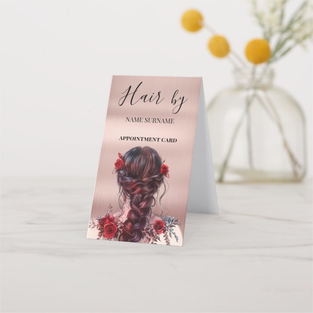 Cartão de Compromisso Dobrado de Salão de Cabelo (Frente)
