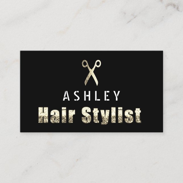 Cartão de Compromisso Dourado Preto Salon Stylist  (Frente)