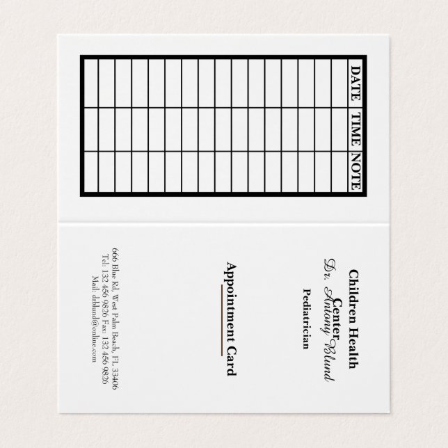 Cartão de Compromisso Pediátrico (Exterior Desdobrado)