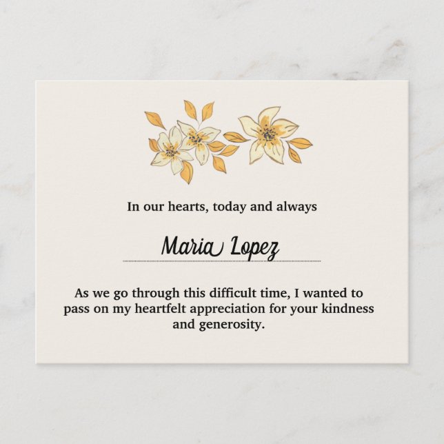 Cartão de Condolência de Dourada Aquarela (Frente)