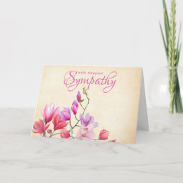 Cartão de Condolência de Magnolias de Aquarela