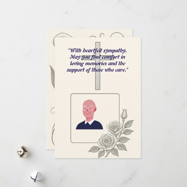 Cartão de Condolência Elegante com Quadro Cruzado  (Frente/Verso In Situ)