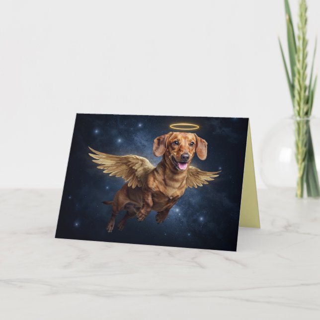 Cartão de Condolências Anjo Dachshund (Frente)