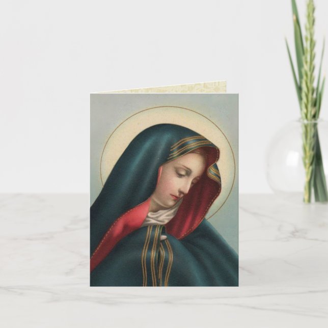 Cartão de Condolências Católico da Virgem Maria (Frente)