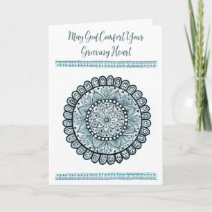 Cartão de condolências Cristão com Medalhão Verde