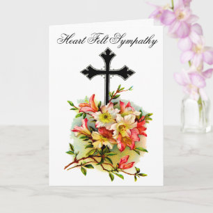 Cartão de condolências de cruz da ventoinha preta