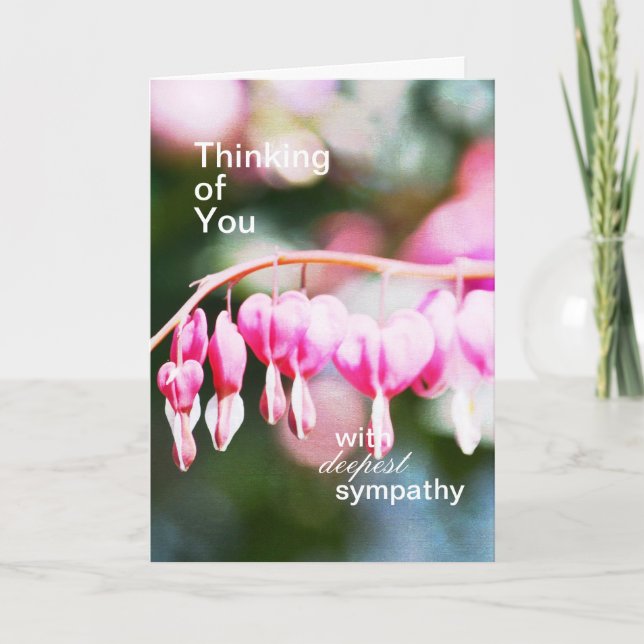 Cartão de condolências de Flores de Coração Sangra (Frente)