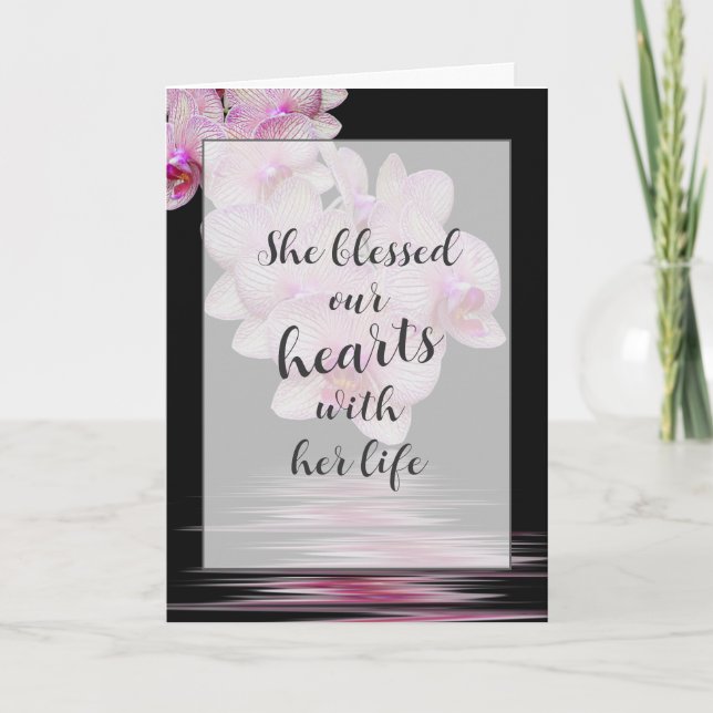 Cartão de condolências de Flores Orquídeas Rosa (Frente)