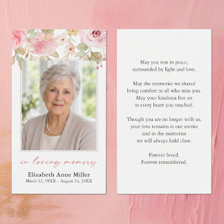Cartão de Condolências de Foto Floral em Aquarela