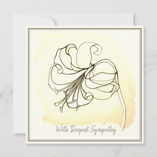 Cartão de condolências de Lily Preta e Branca com  (Frente)