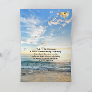 Cartão de condolências de Paisagem de Praia com Co
