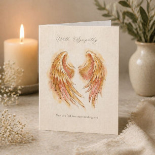 Cartão de Condolências Elegante com Asas de Anjo