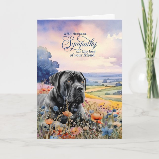 Cartão de Condolências para Cão Cane Corso com Flo (Frente)