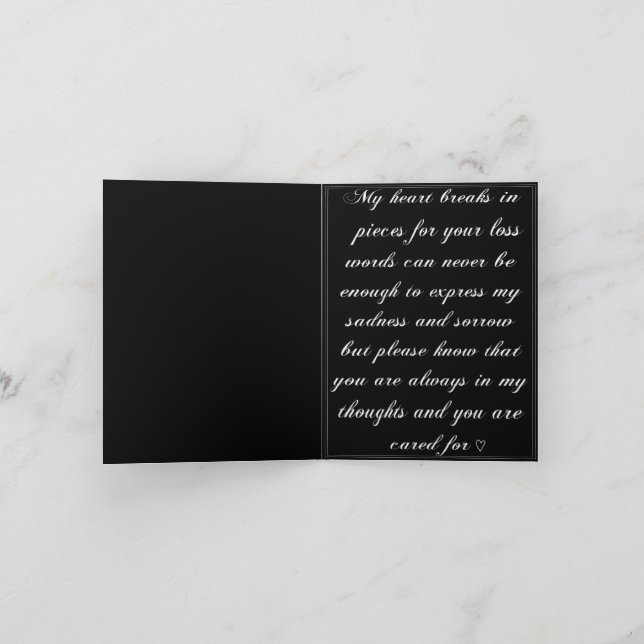 Cartão de condolências Preto com Flor e Borboletas (Interior)