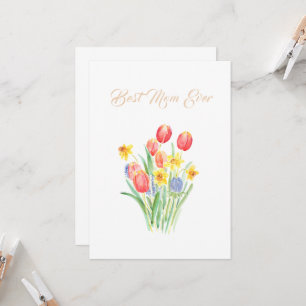 cartão de cone de flor de tulipas de dia de as m