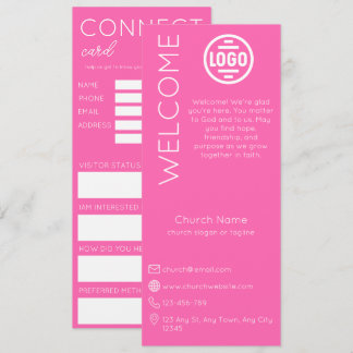 Cartão de Conexão da Igreja Minimalista Rosa
