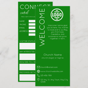 Cartão de Conexão da Igreja Verde Minimalista