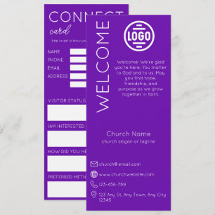 Cartão de Conexão de Igreja Roxa Minimalista