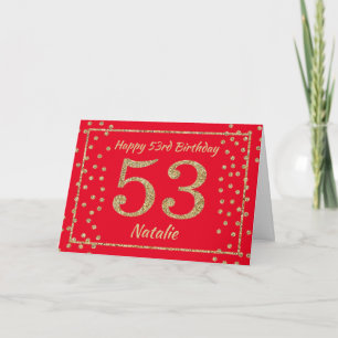 Cartão de Confete Brilhante Vermelho e Dourado de 