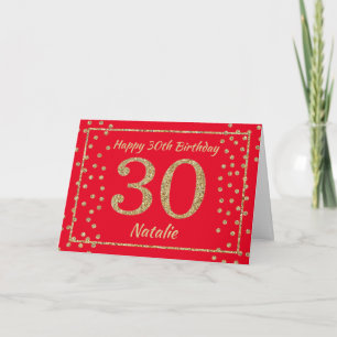Cartão de Confete Brilhante Vermelho e Dourado par