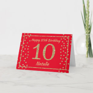 Cartão de Confete Brilhante Vermelho e Dourado par