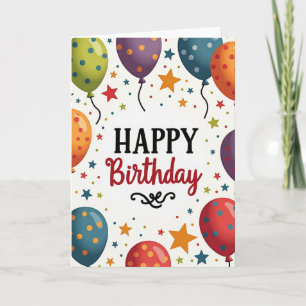 Cartão de Confete de Aniversário Estrelado