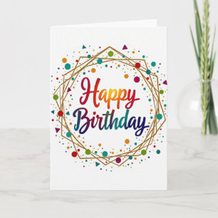 Cartão de Confetes de Aniversário Dourado