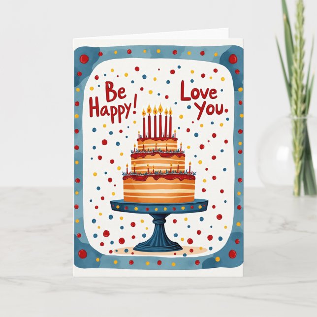 Cartão de Confetes de Bolo de Aniversário (Frente)