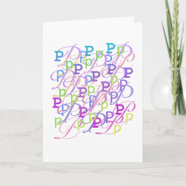 Cartão de Confetes de Letras "P" (Frente)