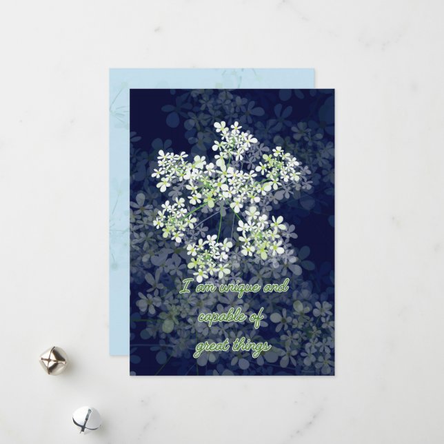 Cartão de confirmação com flores sobre fundo escur (Frente/Verso In Situ)