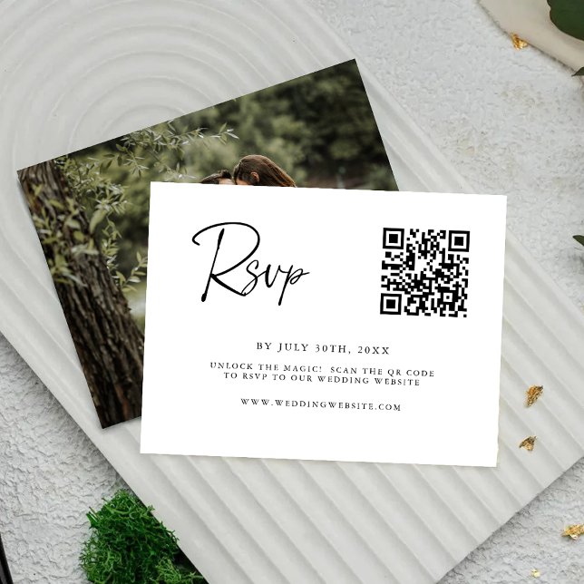 Cartão de Confirmação de Casamento Chic Script Sca (Criador carregado)