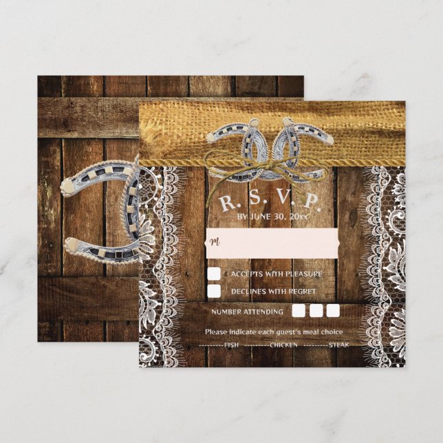 Cartão de Confirmação de Casamento Country Rústico (Frente/Verso)