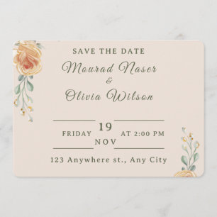 Cartão de Confirmação de Casamento Floral Dourado 