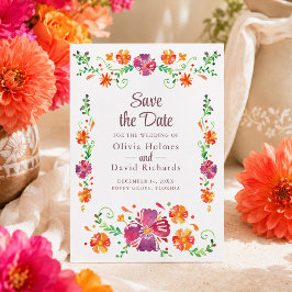 Cartão de Confirmação de Data de Festa Floral Mexi