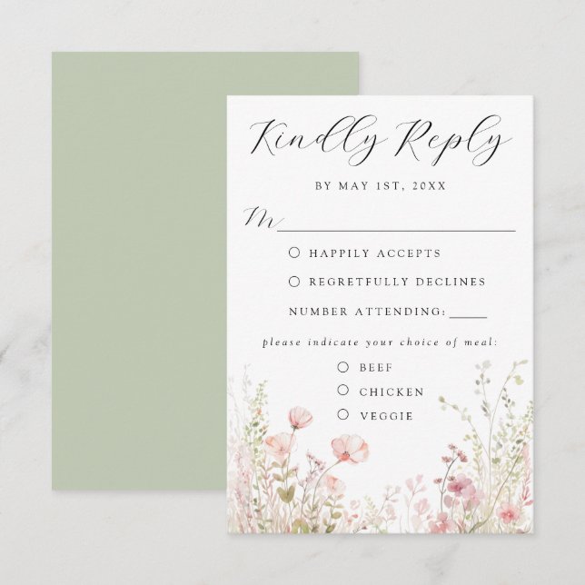 Cartão de Confirmação de Presença de Casamento Flo (Frente/Verso)