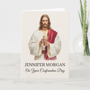 Cartão de Confirmação Elegante Jesus Segurando Euc