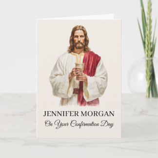 Cartão de Confirmação Elegante Jesus Segurando Euc