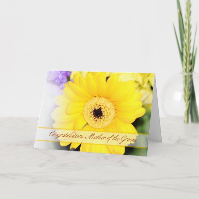 Cartão de congratulações da mãe do noivo com flore (Frente)