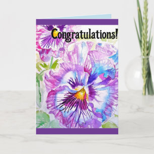 Cartão de congratulações floral de flor de aquarel