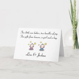 cartão de congratulações para gêmeos bebês, menina
